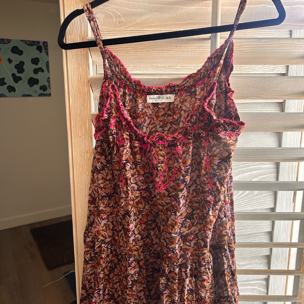 NATURAL LIFE Floral Maxi Dress - Red and Brown